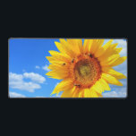 Yellow Sunflower and Bees on Blue Sky Desk Mat<br><div class="desc">Desk Mats with Yellow Sunflower and Bees on Blue Sky - Summer Day - Photo Flower Nature - You can also personalise - Choose / Add Your Unique Photo - Image / Text - Name / Colour / Font / Size / more - Make Your Special Gift - Resize and...</div>