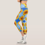 Yellow Sunflower and Bees on Blue Sky - Summer Day Capri Leggings<br><div class="desc">Yellow Sunflower and Bees on Blue Sky - Summer Day - Photo Flower Nature - You can also personalise - Choose / Add Your Unique Photo - Image / Text - Name / Colour / Font / Size / more - Make Your Special Gift - Resize and move or remove...</div>