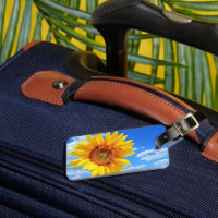 Yellow Sunflower and Bees on Blue Sky - Summer Day