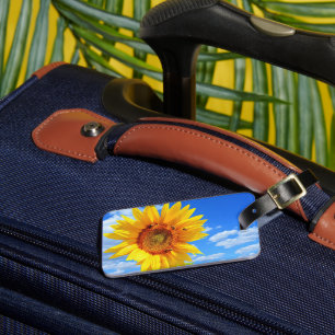 Yellow Sunflower and Bees on Blue Sky - Summer Day Luggage Tag