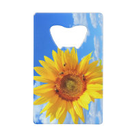Yellow Sunflower and Bees on Blue Sky - Summer Joy