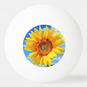 Yellow Sunflower and Bees Ping Pong Ball