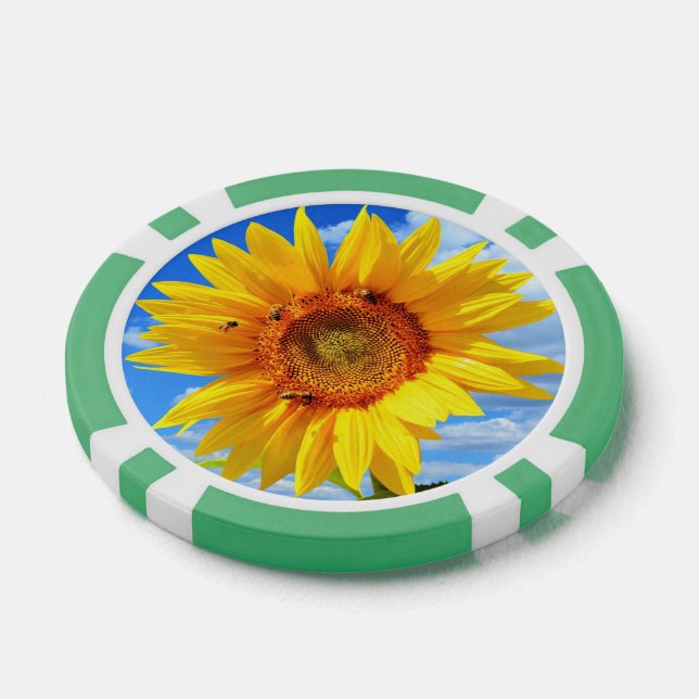 Yellow Sunflower and Bees Poker Chips (Single)