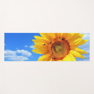Yellow Sunflower and Bees Summer Yoga Mat