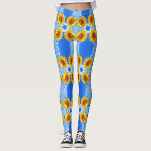 Yellow Sunflower and BeesLeggings Leggings