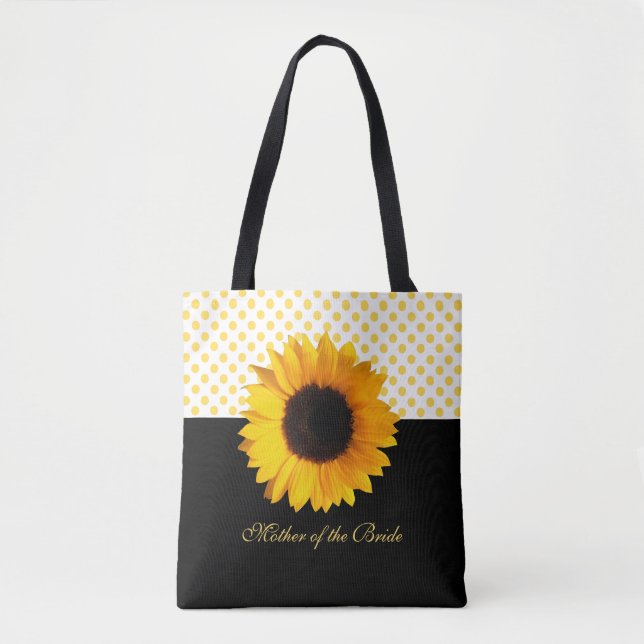 Yellow Sunflower and Dots Tote Bag (Front)