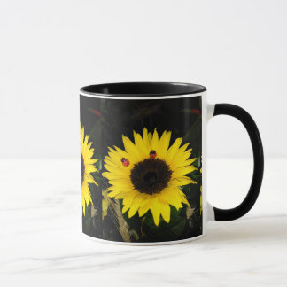 Yellow Sunflower And Two Ladybugs Mug
