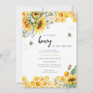 Yellow Sunflower Bee Gender Neutral Baby Invitation
