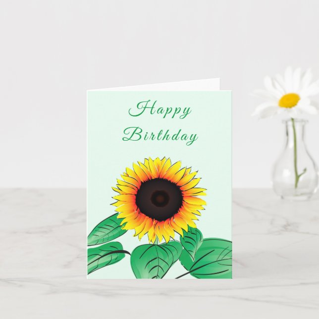 Yellow Sunflower Birthday Card - Customisable (Small Plant)