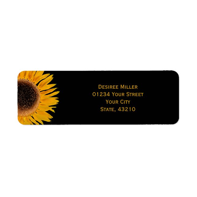 Yellow Sunflower Black Background Country Rustic (Front)