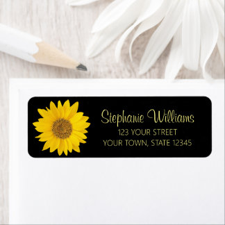 Yellow Sunflower Black Return Address