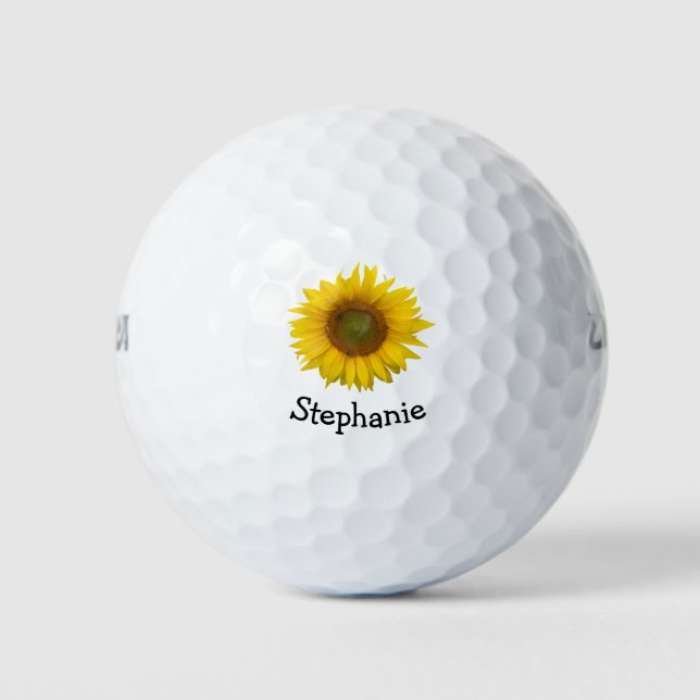 Yellow Sunflower Bloom Golf Ball (Front)