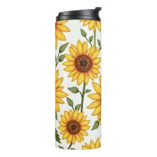 Yellow sunflower blooming towards the sun thermal tumbler
