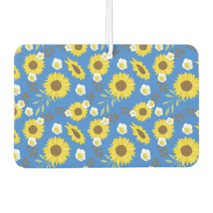 Yellow Sunflower Blue Background Flower Floral Car Air Freshener