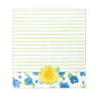 Yellow Sunflower Blue Wildflowers Watercolor Lined