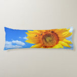 Yellow Sunflower Body Pillow<br><div class="desc">Body Pillows with Yellow Sunflower and Bees on Blue Sky Summer Day Customisable - or Choose / Add Your Unique Photo - Image / Text - Name / more - Make Your Special Pillow Gifts - Resize and move or remove and add image / text with Customisation tool. Design by...</div>