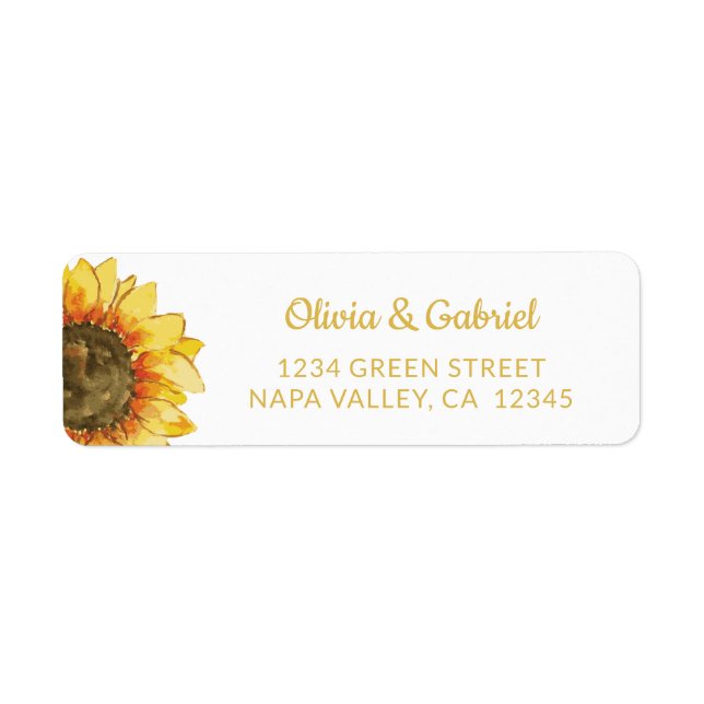 Yellow sunflower. Botanical wedding address (Front)