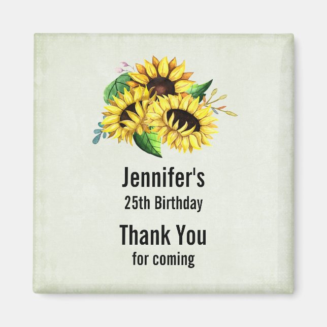 Yellow Sunflower Bouquet in Watercolor Birthday Magnet (Front)