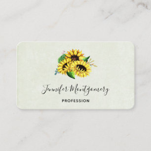 Yellow Sunflower Bouquet in Watercolor Business Card
