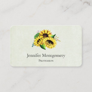 Yellow Sunflower Bouquet in Watercolor Business Card