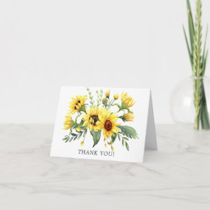 Yellow Sunflower Bridal Shower Thank You Note Card