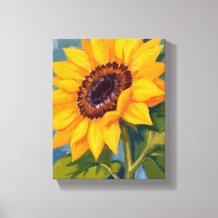Yellow Sunflower Bright Watercolor Floral Canvas Print