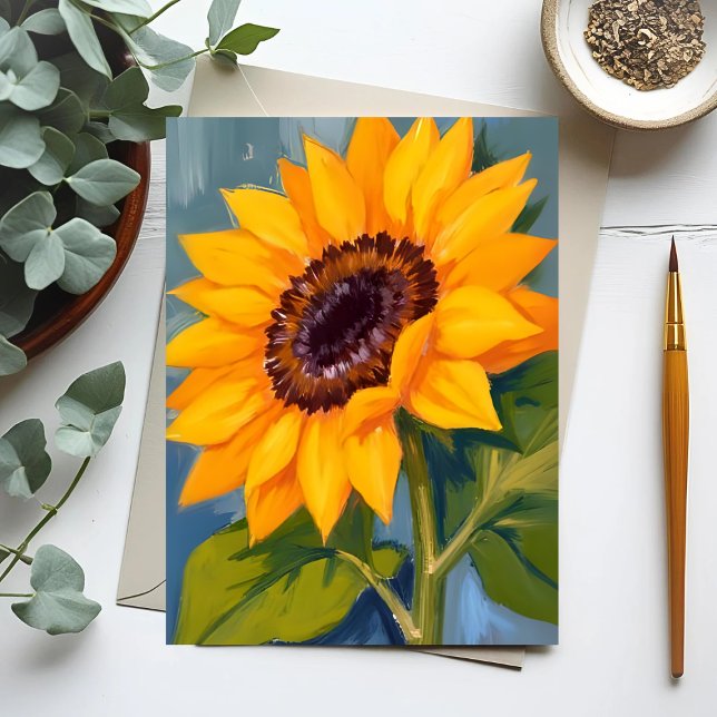 Yellow Sunflower Bright Watercolor Floral Postcard (Creator Uploaded)