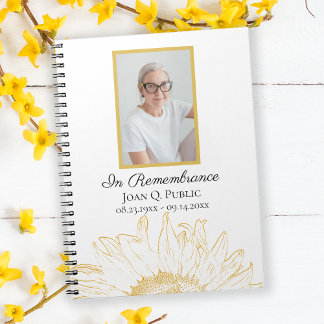 Yellow Sunflower Celebration of Life Funeral Notebook