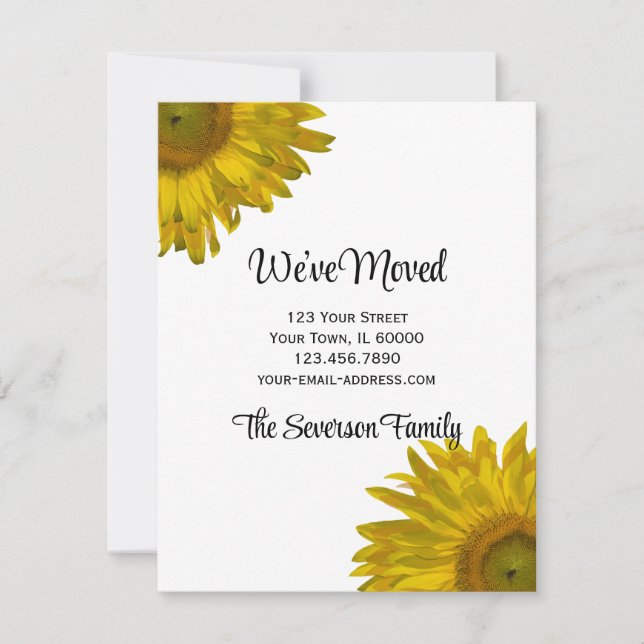 Yellow Sunflower Change of Address Announcements (Front)
