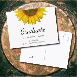 Yellow Sunflower Class of 2023 Graduation  Announcement Postcard