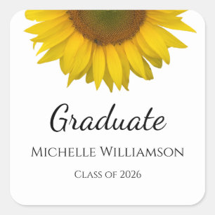 Yellow Sunflower Class of 2025 Graduation  Square Sticker