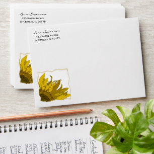 Yellow Sunflower Corner Envelopes