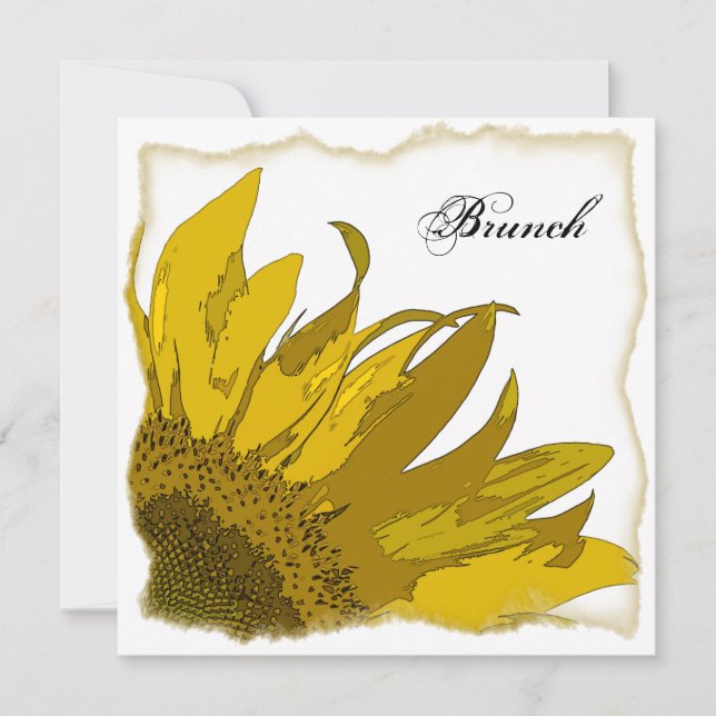 Yellow Sunflower Corner Post Wedding Brunch Invitation (Front)