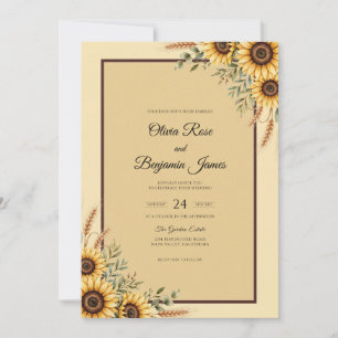 Yellow Sunflower Country Eucalyptus Wedding Invitation