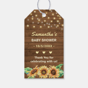 Yellow Sunflower Country Neutral Baby Shower Favou Gift Tags