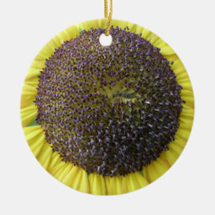 Yellow Sunflower Custom Birthday Ceramic Tree Decoration