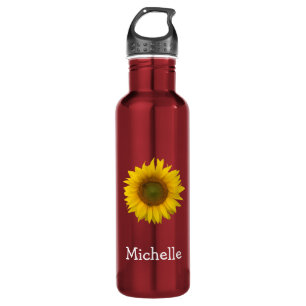 Yellow Sunflower Custom Floral Cute 710 Ml Water Bottle