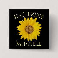 Yellow Sunflower Custom Name Black