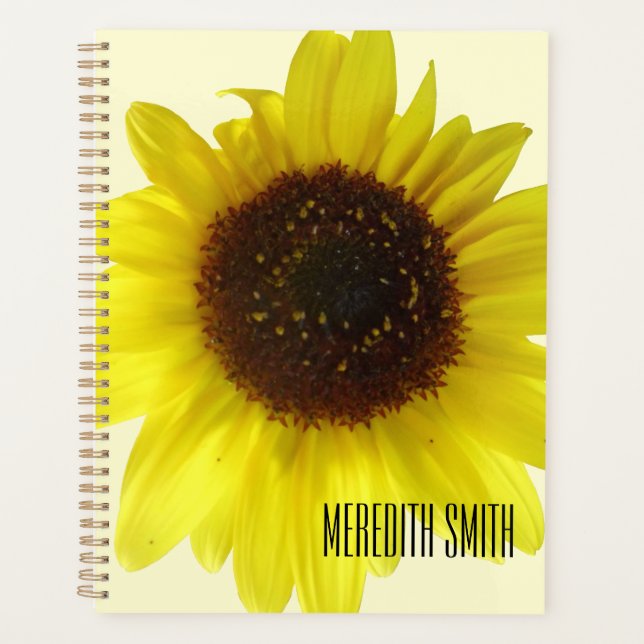 Yellow Sunflower Custom Name Planner (Front)