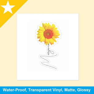 Yellow Sunflower (Cute Tag) Handwritten Name