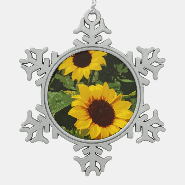 Yellow sunflower design christmas ornament (Front)