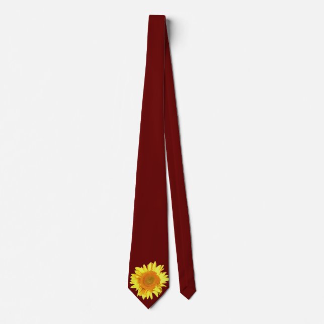 Yellow Sunflower Displayed on Maroon Tie (Front)