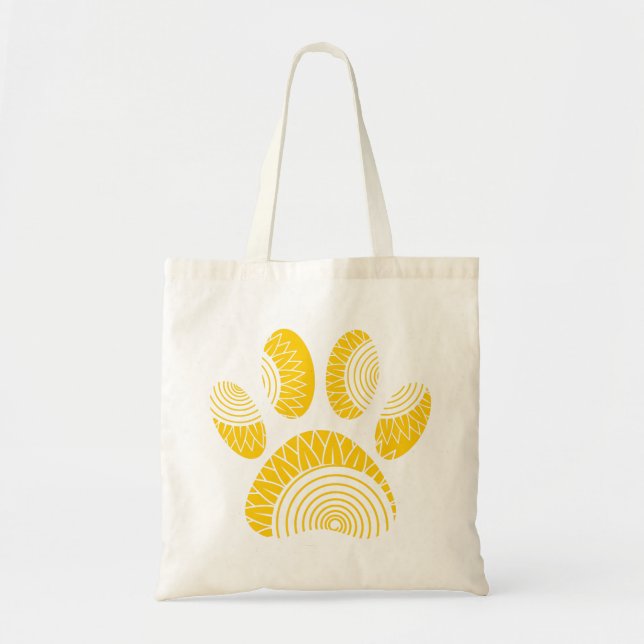Yellow Sunflower Dog Paw Print Tote Bag (Front)