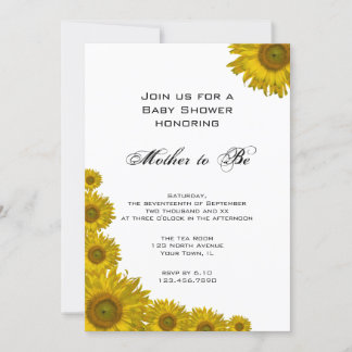 Yellow Sunflower Edge Baby Shower Invitation