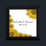 Yellow Sunflower Edge Wedding Gift Box<br><div class="desc">Customise the pretty Yellow Sunflower Edge Wedding Gift Box with the personal names of the bride and groom and marriage ceremony date. Create a personalised keepsake gift for the newlyweds or a thank you gift for your wedding attendants, bridesmaids and bridal party. This beautiful custom floral wedding gift box features...</div>