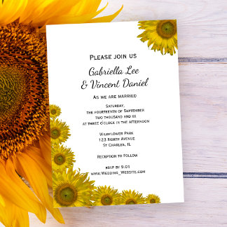 Yellow Sunflower Edge Wedding Invitation