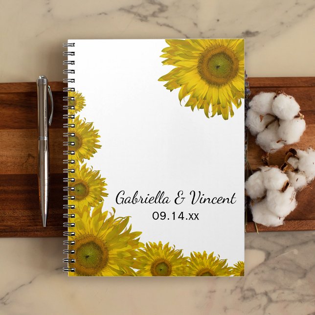 Yellow Sunflower Edge Wedding Spiral Notebook (Creator Uploaded)