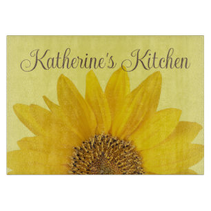 Yellow Sunflower First Name Cutting Board