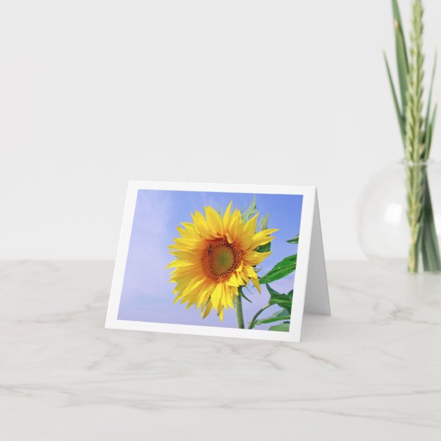 Yellow Sunflower Floral Blank Note Card (Front)