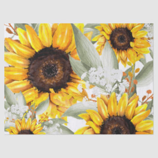 Yellow Sunflower Floral Rustic Fall Flower Tissue Paper